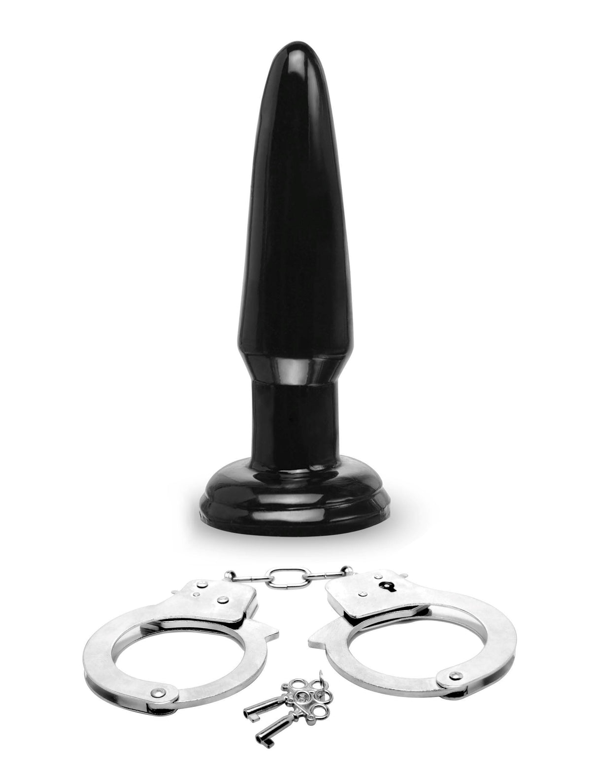 Fetish Fantasy Limited Edition Ultimate Bondage Kit includes a black plug and handcuffs for bondage play.