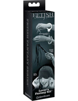 Fetish Fantasy Limited Edition Lovers Fantasy Kit includes metal handcuffs, a love mask, and a teasing paddle.