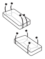 Fetish Fantasy Wraparound Mattress Restraints Black displayed on a mattress for bondage play.