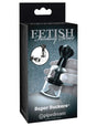 Fetish Fantasy Super Suckers Nipple Pumps Black packaging featuring nipple suckers for enhanced sensitivity.
