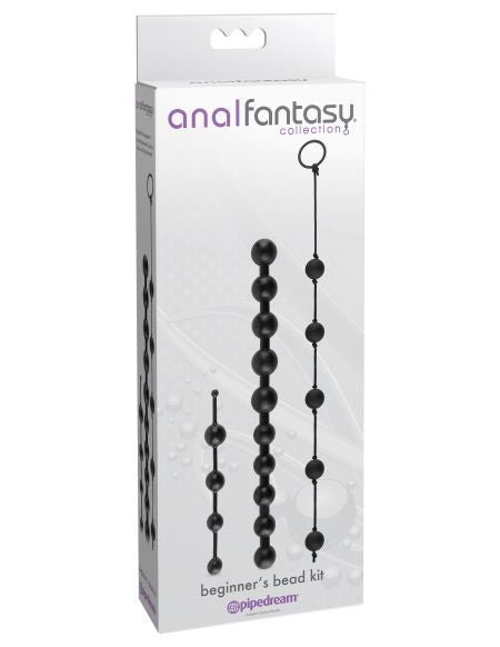 Anal Fantasy Collection Beginners Bead Kit packaging showcasing three sizes of beads for anal stimulation.