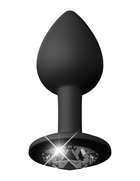 Hookup Panties Crotchless Secret Gem XL-XXL featuring a sleek black silicone anal plug with a sparkling gem.