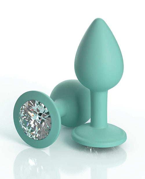 Hookup Panties Secret Gem Diamond Plug XL-2XL with teal diamond butt plugs for discreet pleasure and stimulation.