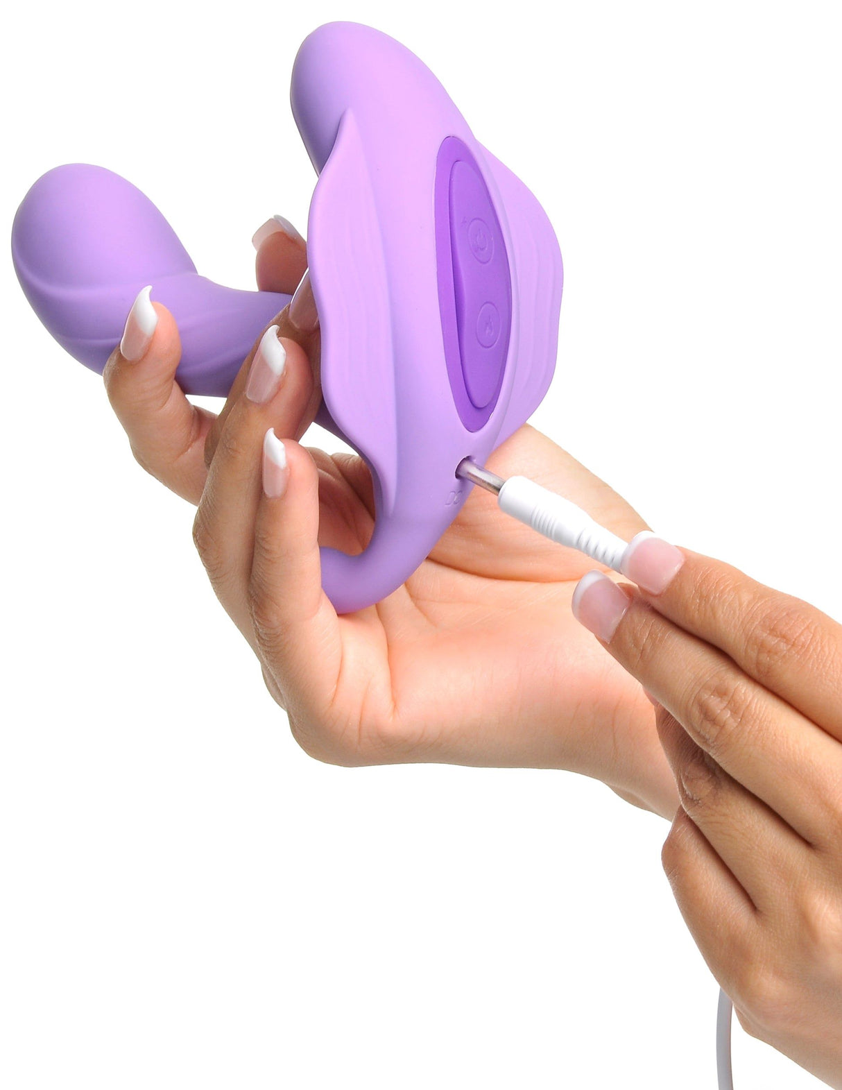 Fantasy For Her G-Spot Stimulate-Her Vibrator Purple being connected for charging.