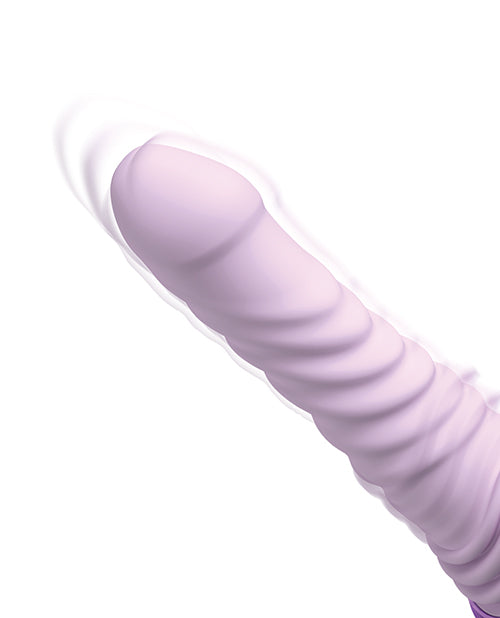 Fantasy For Her Luxe Thrust Vibrator Purple showcasing smooth, velvety silicone in a sleek design.
