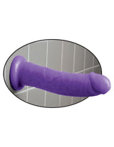 Dillio 8 Inch Realistic Suction Cup Dildo Purple mounted on a smooth surface showcasing its lifelike design.