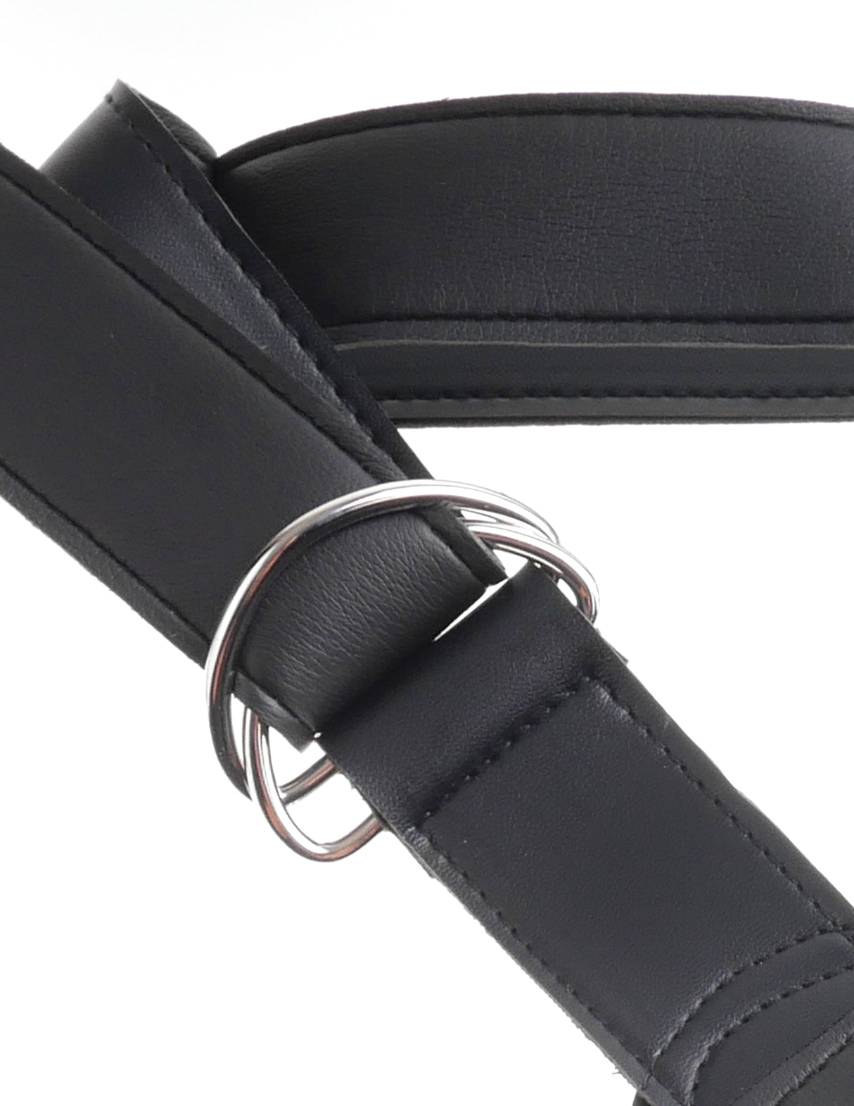 Close-up of the harness detail for King Cock Strap On Harness with 8 Inch Dildo Vanilla, showcasing metal ring and leather straps.