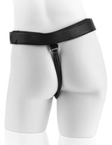 King Cock Strap On Harness with 8 Inch Dildo Vanilla - black harness on a mannequin's waist, showcasing secure fit.