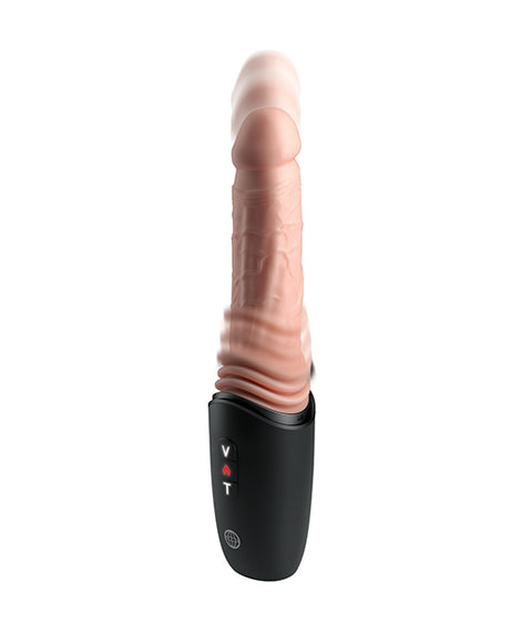 King Cock Plus Thrusting Cock Pro Light realistic vibrator with customizable power and thrusting feature.