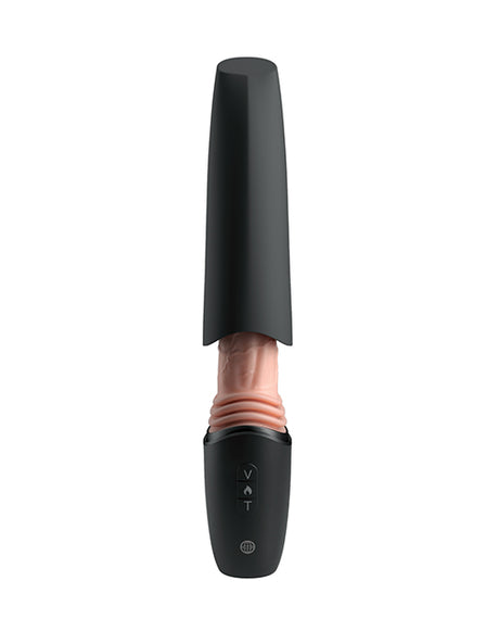 King Cock Plus Thrusting Cock Pro Light in realistic design with customizable power and sleek black finish.