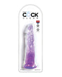 King Cock Clear 8 inch Dildo Purple in packaging, featuring a translucent design and lifelike shape.