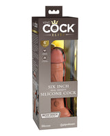 King Cock Elite 6 inch Dual Density Dildo Tan packaging showcasing the realistic design and premium silicone material.