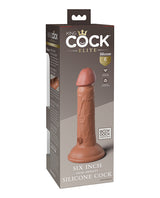 King Cock Elite 6 inch Dual Density Dildo Tan packaging showcasing its lifelike design and dual density silicone material.