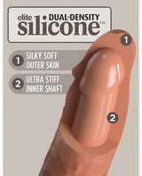 King Cock Elite 6 inch Dual Density Dildo Tan showcasing elite dual-density silicone design with soft outer skin and stiff inner shaft.