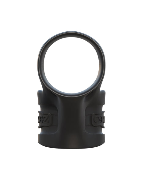 Fantasy C-Ringz Mr Big Cock Ring & Ball Stretcher Black front view showcasing its design and features.