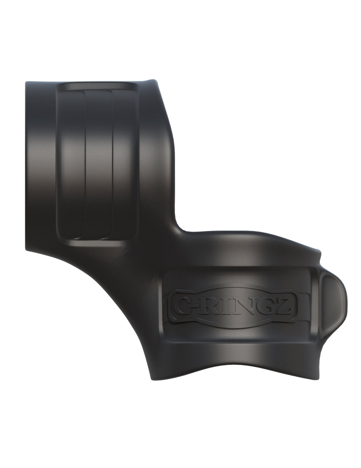 Fantasy C-Ringz Mr Big Cock Ring & Ball Stretcher Black side view showing its sleek design.