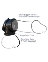 Fantasy C-Ringz Rock Hard Cock Pipe Cock Ring Black with Easy-Grip™ Tab for firmer support and enhanced performance.
