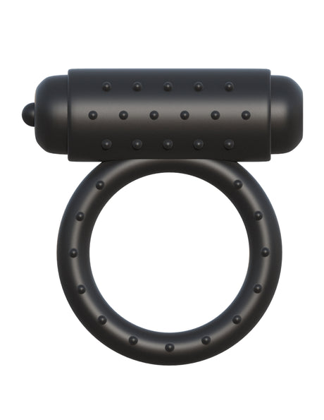 Fantasy C-Ringz The Wingman Vibrating Cock Ring Black on a white background showcasing its design and features.