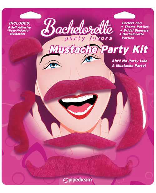 Pipedream Bachelorette Party Favors Mustache Party Kit featuring playful self-adhesive mustaches for fun celebrations.