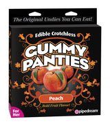 Edible Crotchless Gummy Panties Peach packaging showcasing peach-flavored candy undies.