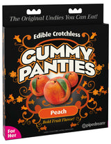 Edible Crotchless Gummy Panties Peach packaging featuring bold fruit flavor and playful design.