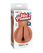 PDX Extreme Wet Pussies Slippery Slit Stroker Tan product packaging featuring self-lubricating male masturbator.