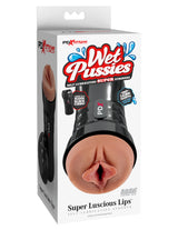 PDX Extreme Wet Pussies Super Luscious Lips Stroker Brown packaging with realistic details and self-lubricating features.