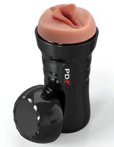 PDX Extreme Wet Pussies Super Luscious Lips Stroker Brown with realistic lips and textured design.