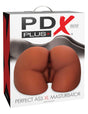 PDX Plus Perfect Ass XL Brown Masturbator packaging featuring a lifelike design for enhanced pleasure.