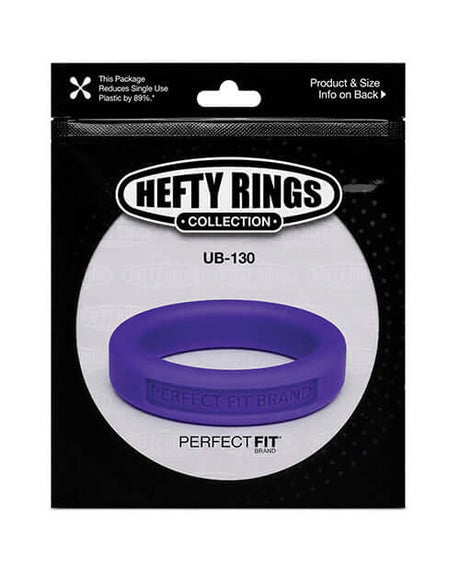 Perfect Fit Hefty Ring 1.75 inches Silicone Purple packaging featuring a purple ring with branding.