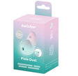 Satisfyer Pixie Dust Air Pulse Clitoral Vibrator Violet Pink packaging showcasing its features and design.