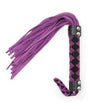 Plesur 15 Inch Leather Flogger Purple featuring braided handle and suede leather tails for playful impact.