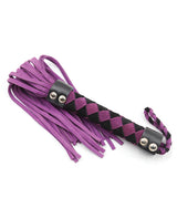 Plesur 15 Inch Leather Flogger Purple featuring braided handle and suede tails for sensual experiences.