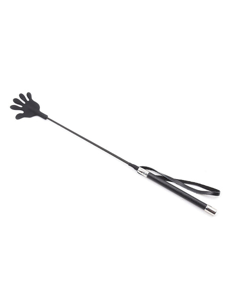 Plesur 22 inch Hand Shaped Silicone Crop Black displayed on a white background with a distinctive hand-shaped tip.
