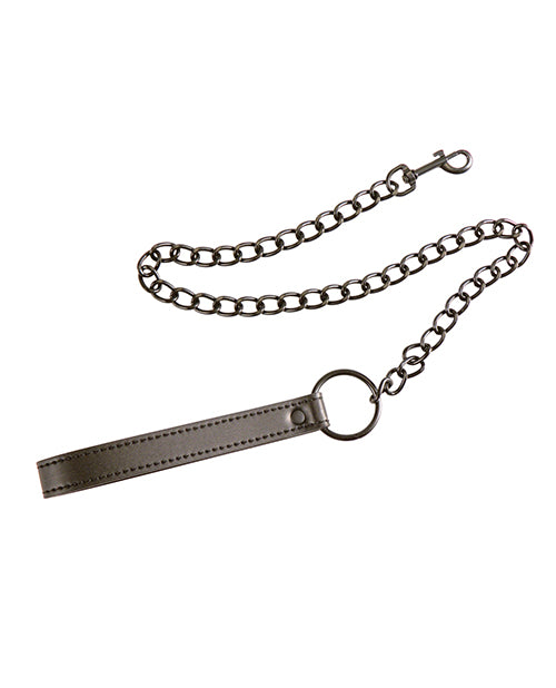 Plesur Neoprene Black Leash with Black Chain showcasing a sleek black design and durable materials.
