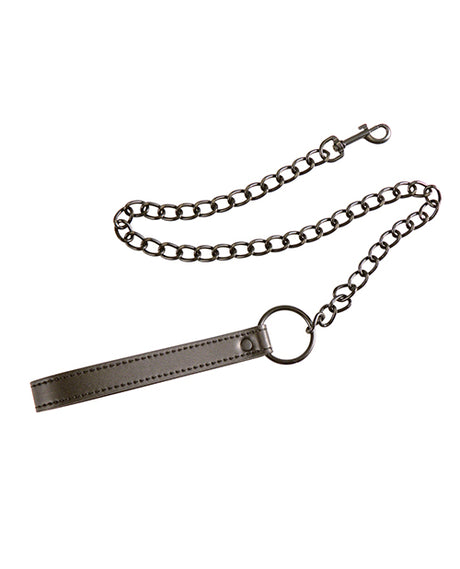 Plesur Neoprene Black Leash with Black Chain showcasing a sleek black design and durable materials.