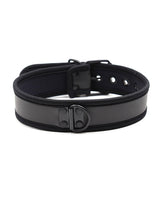 Plesur Neoprene Puppy Collar Black, adjustable collar with D-ring for leashes, sleek neoprene design.