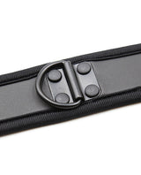 Plesur Neoprene Puppy Collar Black showing durable D-ring and adjustable strap design for pet play.