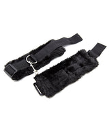 Plesur Fuzzy Bedroom Bondage Kit Black soft wrist and ankle cuffs for comfortable restraint play.