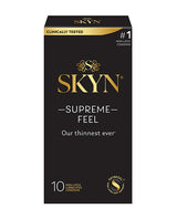 Lifestyles SKYN Supreme Feel Condoms Pack of 10 featuring revolutionary SKYNFEEL material for ultimate sensitivity.