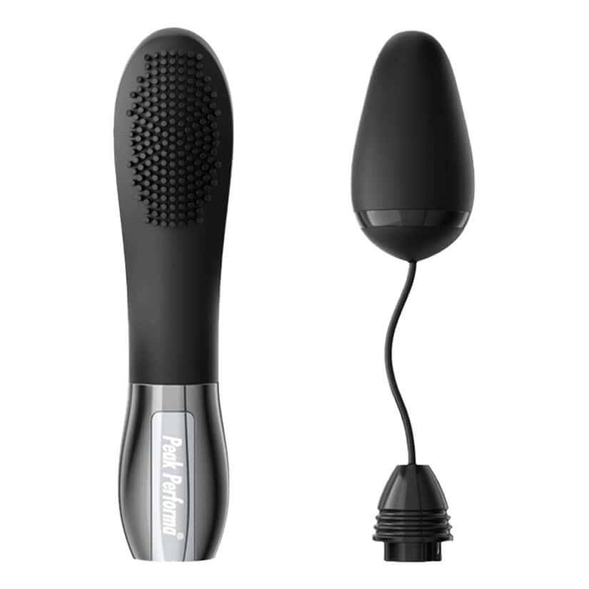 Peak Performa Interchangeable Lushe Egg Massager Black featuring smooth and textured massage surfaces.