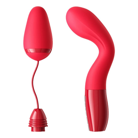 Peak Performa Interchangeable Xyla G-Spot Egg Vibrator Red with interchangeable heads for versatile stimulation.