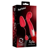 Peak Performa Interchangeable Xyla G-Spot Egg Vibrator Red in packaging showcasing versatile pleasure toy.