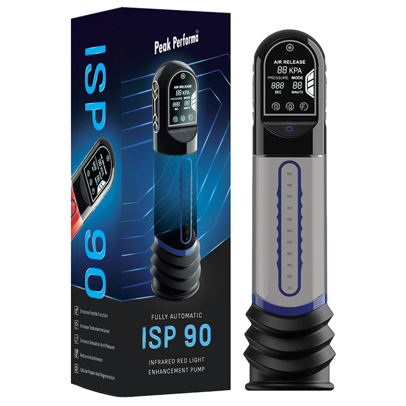 Peak Performa ISP 90 Infrared Red Light Therapy Pump Blue with modern design and digital display.