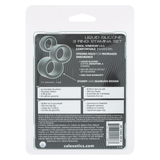 Alpha Liquid Silicone 3 Ring Stamina Set Black packaging with product details and features