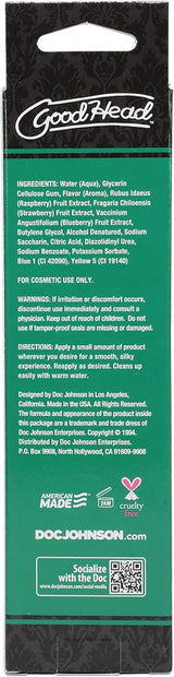 Good Head Oral Delight Gel 4 Oz Green Apple ingredients and packaging details for flavored oral sex enhancer.