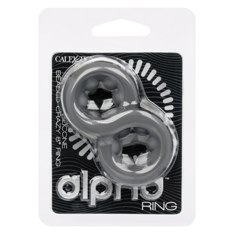 Alpha Liquid Silicone Beaded Crazy 8 Ring Grey package showcasing premium pleasure enhancer.