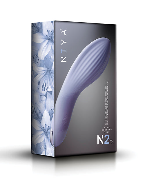 NIYA 2 Couples Massager Cornflower packaging showcasing ergonomic design and sleek shape.