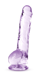 Naturally Yours 8 Inch Crystalline Dildo Amethyst in a translucent purple hue, hand-sculpted for a realistic experience.
