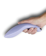 Niya 2 Cornflower Couples Massager Vibrator held in hand, showcasing soft silicone design.